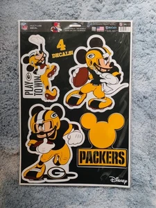Green Bay Packers 4 Stück Disney Mickey Mouse Aufkleber NFL Mehrzweck Aufkleber Wiederverwendbar - Bild 1 von 2