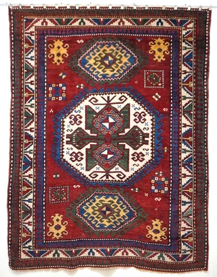 Rare Antique Caucasian Lorii Pambak Kazak 5'4" x 7' Hand Made Wool Veg. Dyes Rug - Image 1 of 4