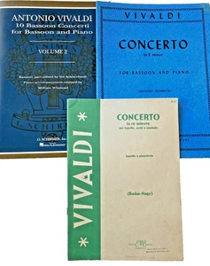 BASSOON SOLO & PIANO - 12  "TERRIFIC"  VIVALDI  CONCERTI  3 Books - Picture 1 of 7