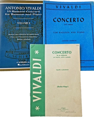 BASSOON SOLO & PIANO - 12  "TERRIFIC"  VIVALDI  CONCERTI  3 Books - Image 1 of 4