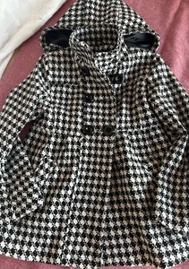 Chaqueta Rothschild con capucha extraíble cuello alto diente de perro negro para niñas 10 mediana - Imagen 1 de 16