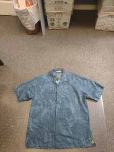 MENS TOMMY BAHAMA SHORT SLEEVE 100% SILK HAWAIIAN BUTTON UP CAMP SHIRT LARGE - Picture 1 of 4