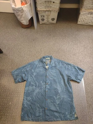 MENS TOMMY BAHAMA SHORT SLEEVE 100% SILK HAWAIIAN BUTTON UP CAMP SHIRT LARGE - Image 1 of 4