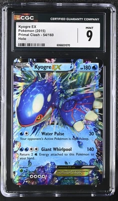 CGC 9 MINT Kyogre EX 2015 Primal Clash 54/160 Holo Pokemon Card - Image 1 of 2
