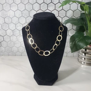 Vergoldete 925 offene ovale strukturierte Gliederkette Halskette 18" verstellbar - Bild 1 von 11