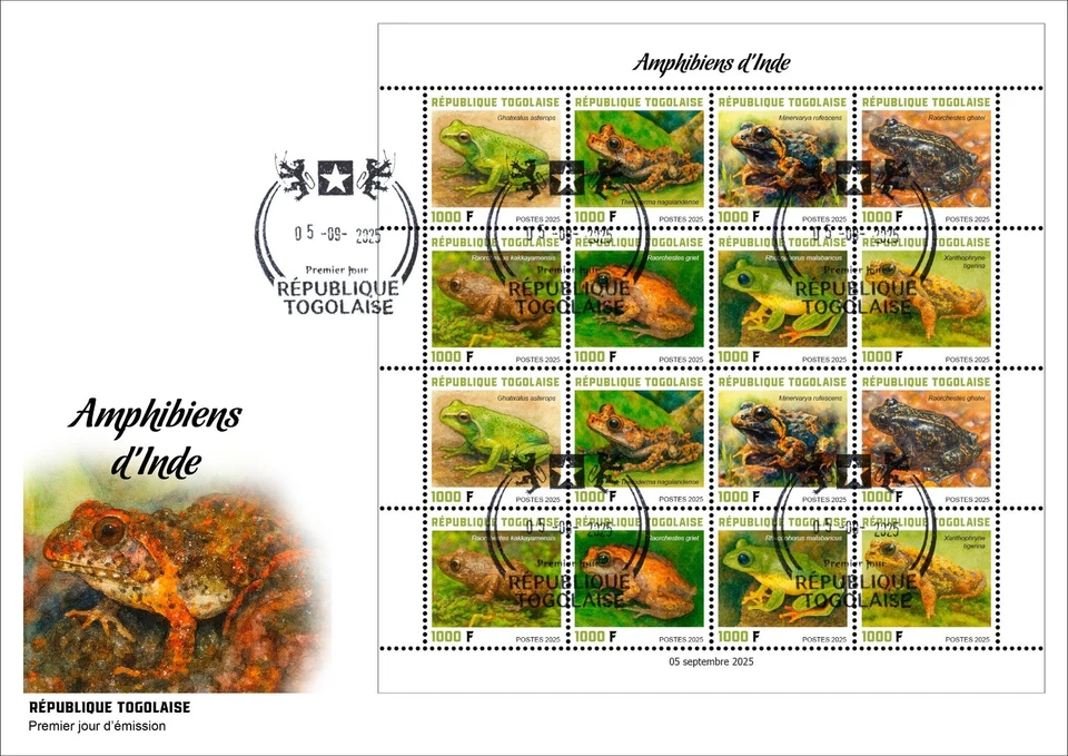 TOGO 2025 MS16V FDC - FROG FROGS OF INDIA TOAD TOADS GRENOUILLES - Image 1 of 1