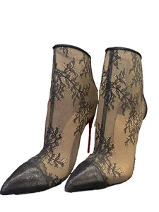 Stivali corti Christian Louboutin tacco pizzo punta taglia 36 donna usati - Foto 1 di 13