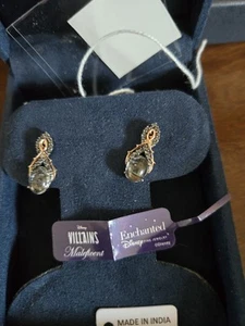 Enchanted Disney Villain Maleficent Quartz 1/4 CT TW Diamond Earring SS 10K Gold - Picture 1 of 4