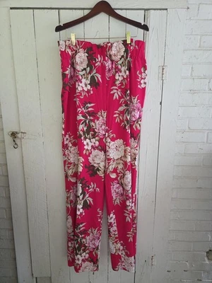 NWT New York Co Pant Large Tall Palazzo Boho Floral Pink Flouncy Vacation Party  - Image 1 of 4