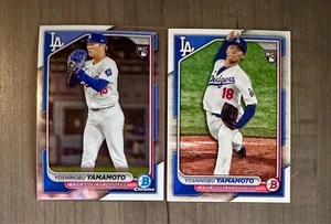 2- Yoshinobu Yamamoto 2024 Bowman #36 & Chrome #73 Rookie RC Los Angeles Dodgers - Bild 1 von 1
