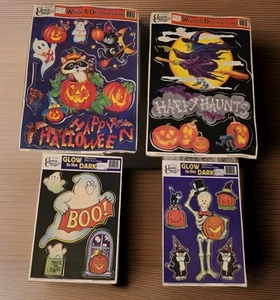 Vintage Halloween Classic Clings Window Clings/Lot Of 4 ~ 1995 - Picture 1 of 5