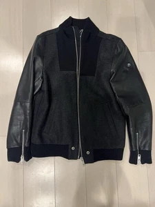 Diesel Men XS Leather Jacket Wool Switch Black Luxury Classic Stylish Italian - Picture 1 of 5