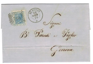 REGNO D'ITALIA - Annullo numerale 265 ALASSIO su busta per GENOVA - Foto 1 di 3