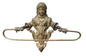 VTG Brass Hand Towel Rack Holder Ornate Figure Woman Figural Victorian Metal  - Picture 1 of 20