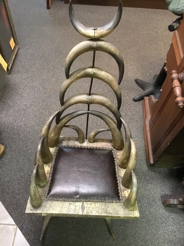 Rare! Antique 1880s90s Original Steer And Buffalo Horn Chair Cover