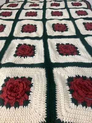 "Manta afgana de colección tejida a mano 3D roja verde marfil rosa abuela 64""x 42""" Foto 1 de 4