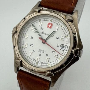 Eddie Bauer Swiss Quartz Watch Unisex 100m Silver Military Dial Date New Battery - Picture 1 of 6