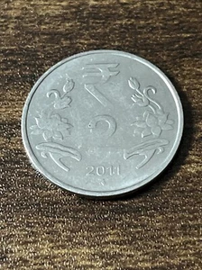 India 2011 2 Rupees Stainless Steel Coin Asoka column Actual Coin TK5770* - Picture 1 of 3