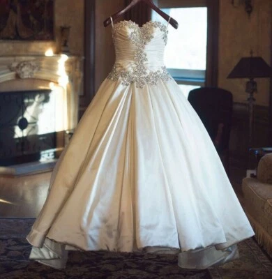 Wedding Dresses Strapless Rhinestone Strap Beading Bridal Ball Gowns Plus Size - Image 1 of 4