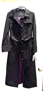 London Fog Raincoat NWT Iconic Belted Trench Black Women's Size 6 Lined - Picture 1 of 11