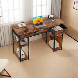 48" Modern Home Office Small Computer Desk Small Table with 2 Fabric Drawers - Picture 1 of 17