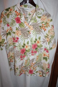 Bon Worth Palm and Floral Damen Kurzarm Bluse Gr. L - Bild 1 von 4