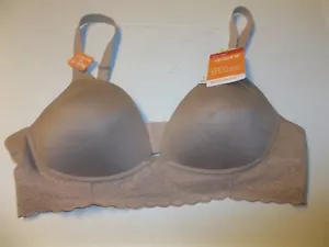 New Womens Size 38B Warners Cloud 9 Wire-Free Bra Tan w/ Lacy Band - Picture 1 of 3