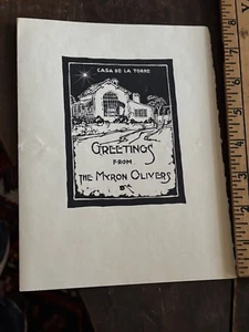 Myron Oliver Monterey CA Gloucester MA listed artist 1920s Christmas  Card - Picture 1 of 3