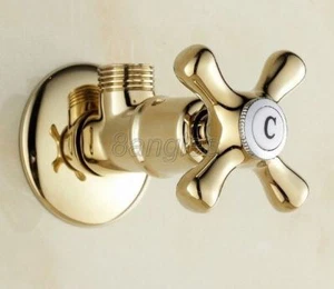 Golden Brass Bathroom Angle Stop Valve 1/2" Male x 1/2" Male Threads 8av008 - Picture 1 of 7