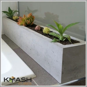 Concrete succulent, cactus planter box, large rectangular indoor plant pot - Picture 1 of 12