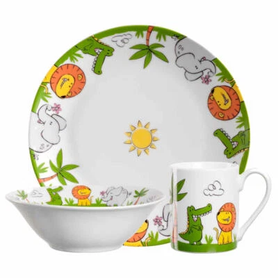 Leonardo Kindergeschirr Bambini 3-tlg. Krokodil Elefant Löwe, Porzellan, Bunt - Bild 1 von 4