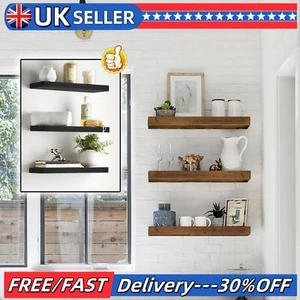 Rustic Floating Shelf Wall Mounted Bookshelf Ledge Storage Display Unit ×3 NEW - Picture 1 of 14