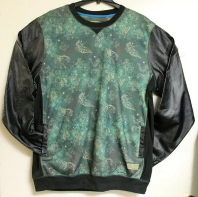Entree LS Mens Green 2 Pocket Sweatshirt with Faux Leather Sleeves Size XL - Image 1 of 4