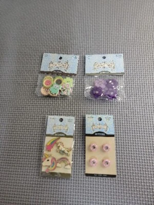 Sew-Ology Sewing Button Mixed Lot Mixed Sizes Sealed Bags Owl Flower Unicorn - Image 1 of 4
