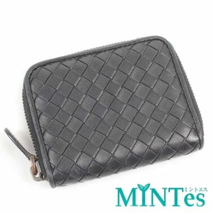 Auténtico Estuche para Monedas Bottega Veneta Intrecciato Cuero Negro Cartera Monedero Acceso - Imagen 1 de 6