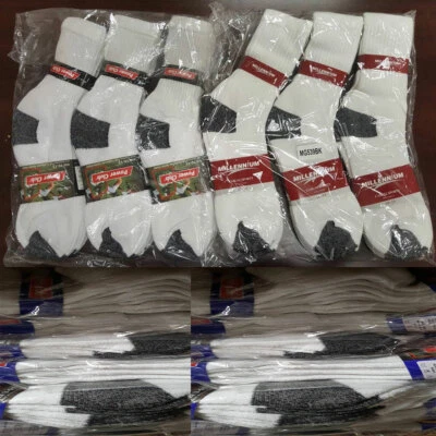 Wholesale Bulk Lots Men's White/Black Sports Casual Cotton Crew Socks Xmas Gift - Image 1 of 4