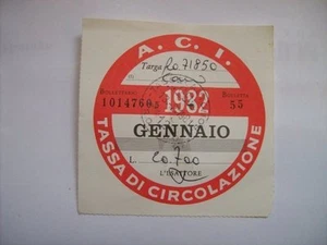 BOLLO AUTO 1982 ACI AUTO D'EPOCA TASSA CIRCOLAZIONE (m26-1-25 ) - Imagen 1 de 1