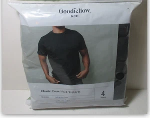 Classic T-shirts 100% Cotton Goodfellow BLACK CREW-NECK 4 ct Soft Stretch - Picture 1 of 3