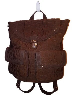 Mochila Acolchada Vera Bradley Marrón Chocolate Forro Floral Cierre de Cierre de Metal Foto 1 de 4