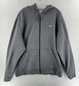 Nike Hoodie Mens 2XL Gray Sweatshirt Swoosh Embroidered Zip Up Sweater Rare Vtg - Picture 1 of 14