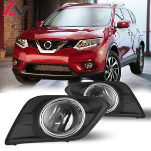 14-16 For Nissan Rogue Clear Lens Pair Fog Light Lamp+Wiring+Switch Kit