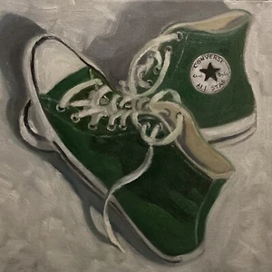 Green Converse Shoes - Original Oil Painting - Picture 1 of 1
