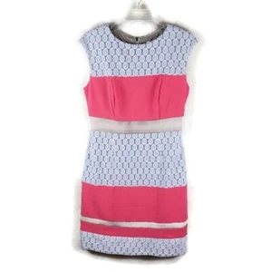 Vestido Sandra Darren Para Mujer 6 Coral/Crema/Tostado Crochet Vaina Vestido Manga Gorra - Imagen 1 de 12