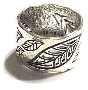 NUEVO SIN ETIQUETAS O PAZ PLATA ESTERLINA 925 HOJA ANCHA ANILLO BANDA TALLA 7 (6.5) HECHO ISRAEL PZ/au - Imagen 1 de 6