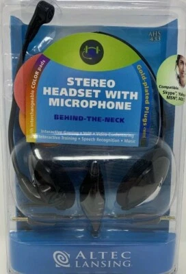 Altec Lansing AHS-433 PC Stereo Headset, Microphone, VoIP, Gaming, Skype New - Image 1 of 4