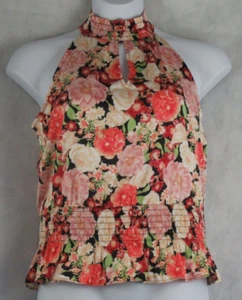 INC Women's Smocked-Waist Sleeveless Keyhole Top, Multi Floral, Medium - Picture 1 of 2
