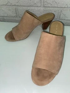 Adrienne Vittadini Women Nude Suede Peep Toe Nude Heeled Sandal Size 8.5 - Picture 1 of 10
