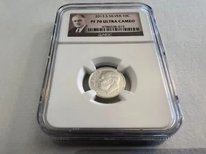2013-S SILVER ROOSEVELT DIME NGC PF70 ULTRA CAMEO PORTRAIT LABEL "TOP POP" - Picture 1 of 4