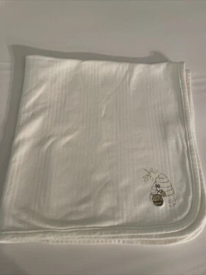 Disney Baby Classic Winnie The Pooh Cream Ivory Ecru Ribbed Cotton Blanket Hunny - Imagem 1 de 3