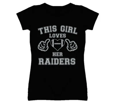 This Girl Loves Her Oakland Raiders Football T Shirt - Image 1 of 3